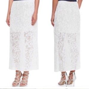 Theory White lace Delva Exhibit pleated maxi skirt